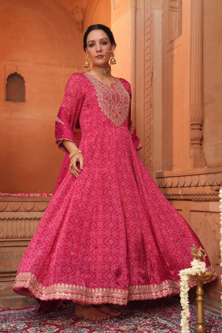 Premium Chinnon Celebrity inspired Anarkali Suit set Party Wear